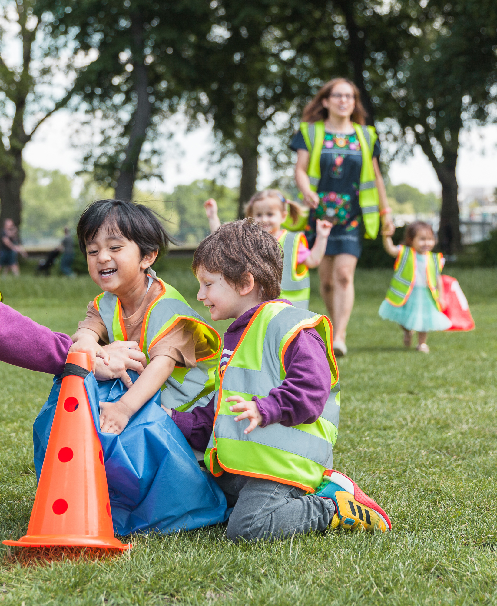 Toddlers running in the park