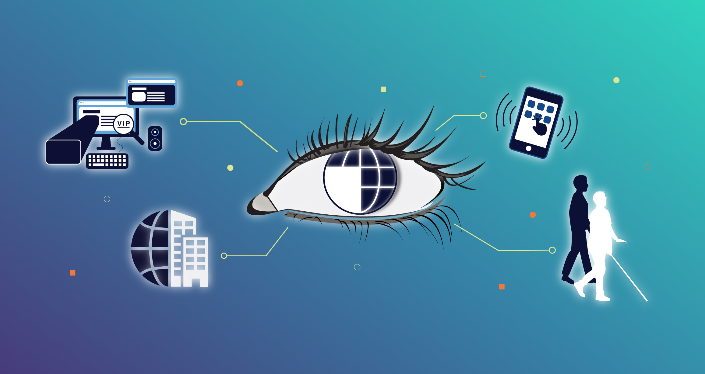 The eye's pupil representing a world where you can access technology to make life easier