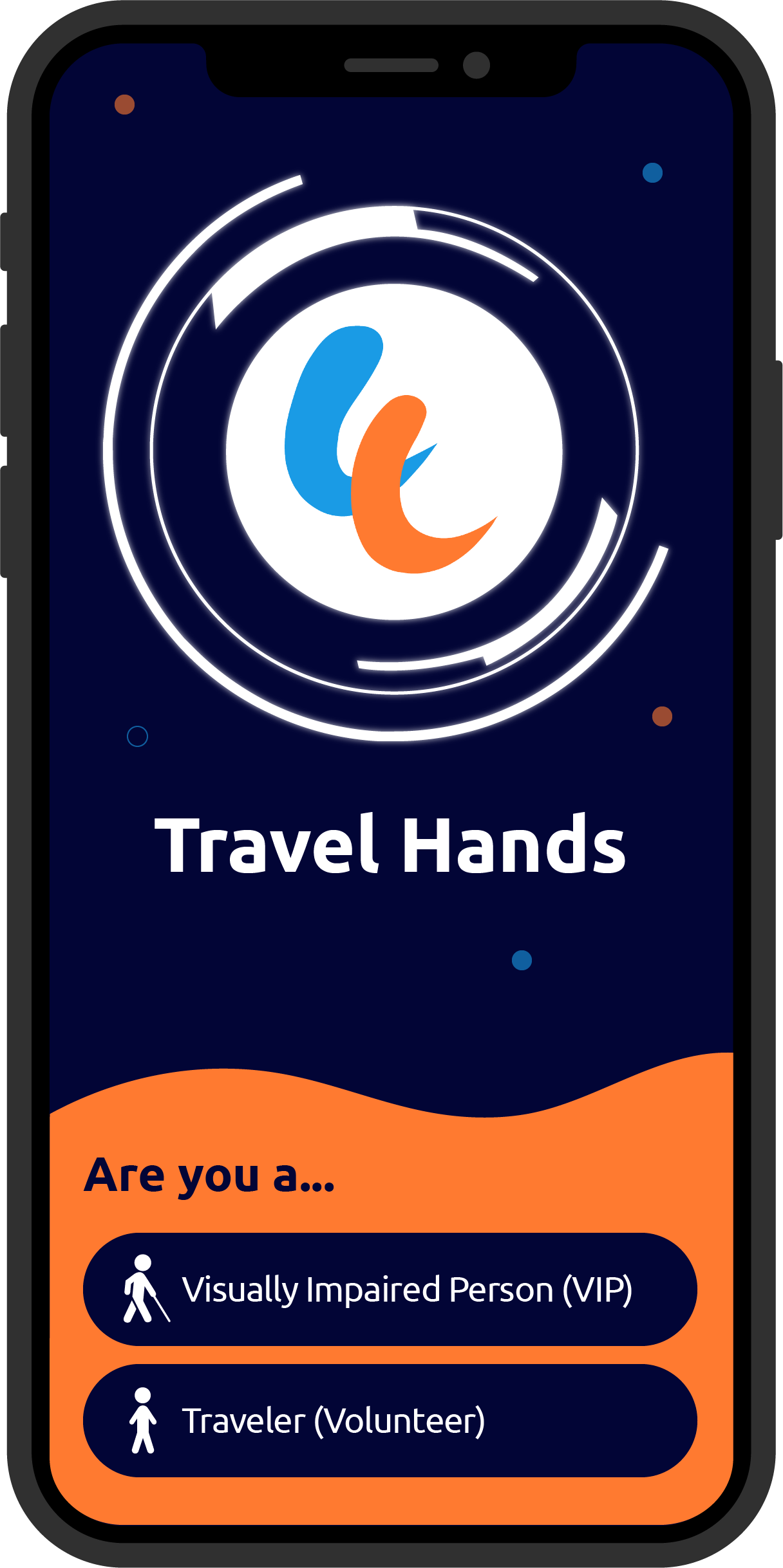 First screen from mobile travel hands application