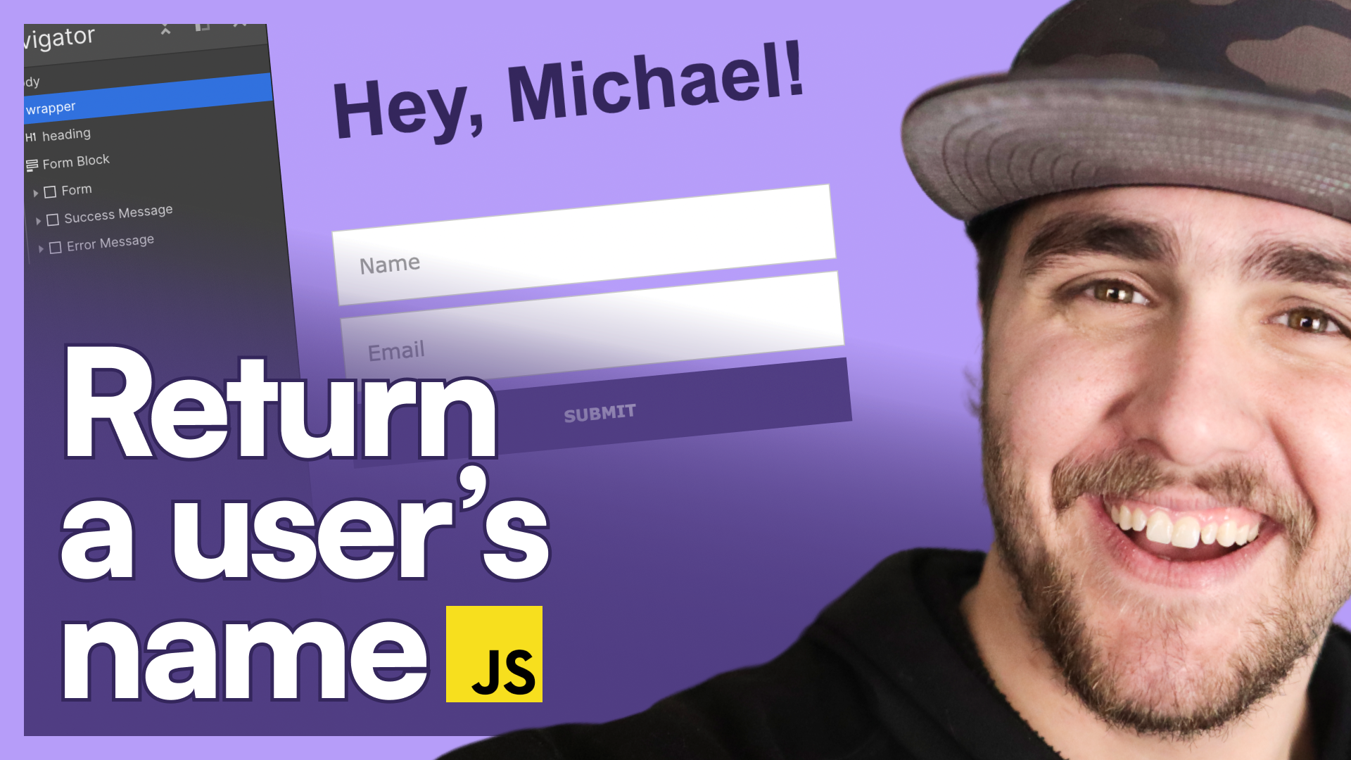 YouTube thumbnail showing a successful form submission with the user's name