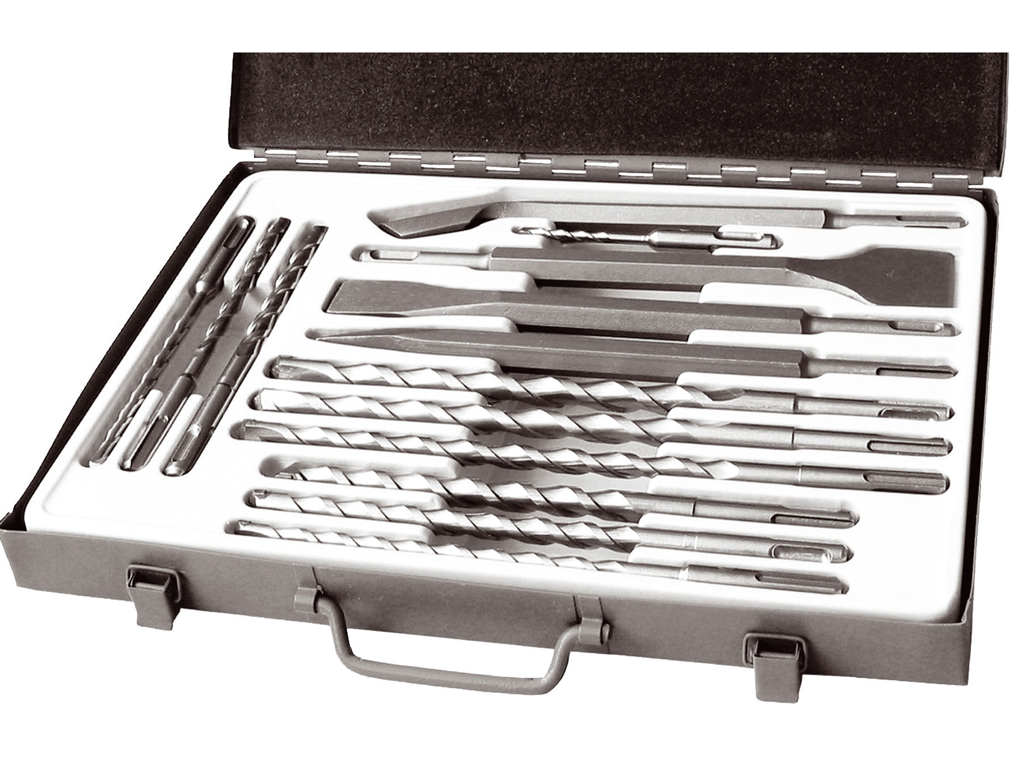 SDS Drill and Chisel Set, 14pcs, in a metal case