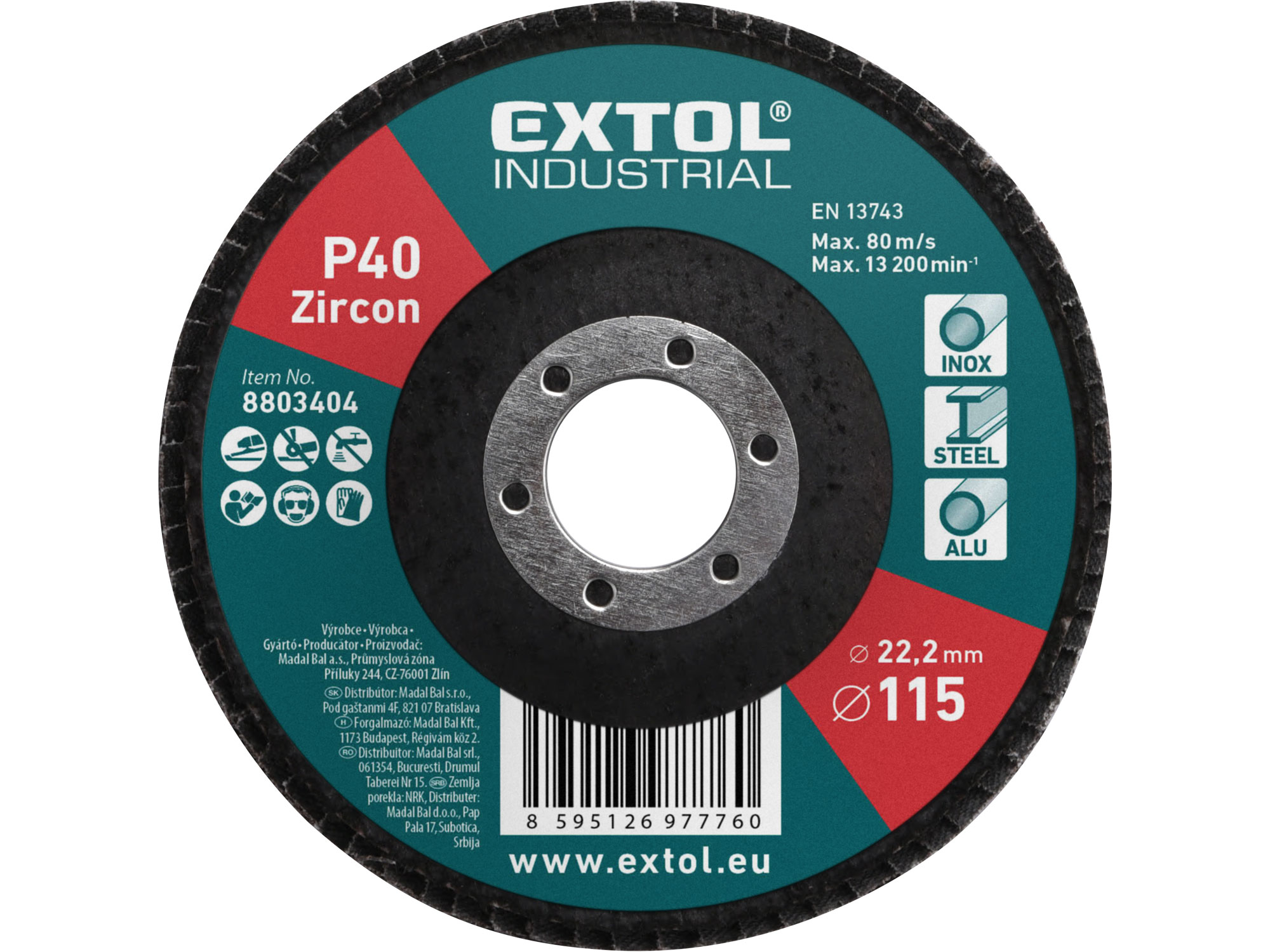 abrasive flap disc, inclined ,115mm P40, zirconium