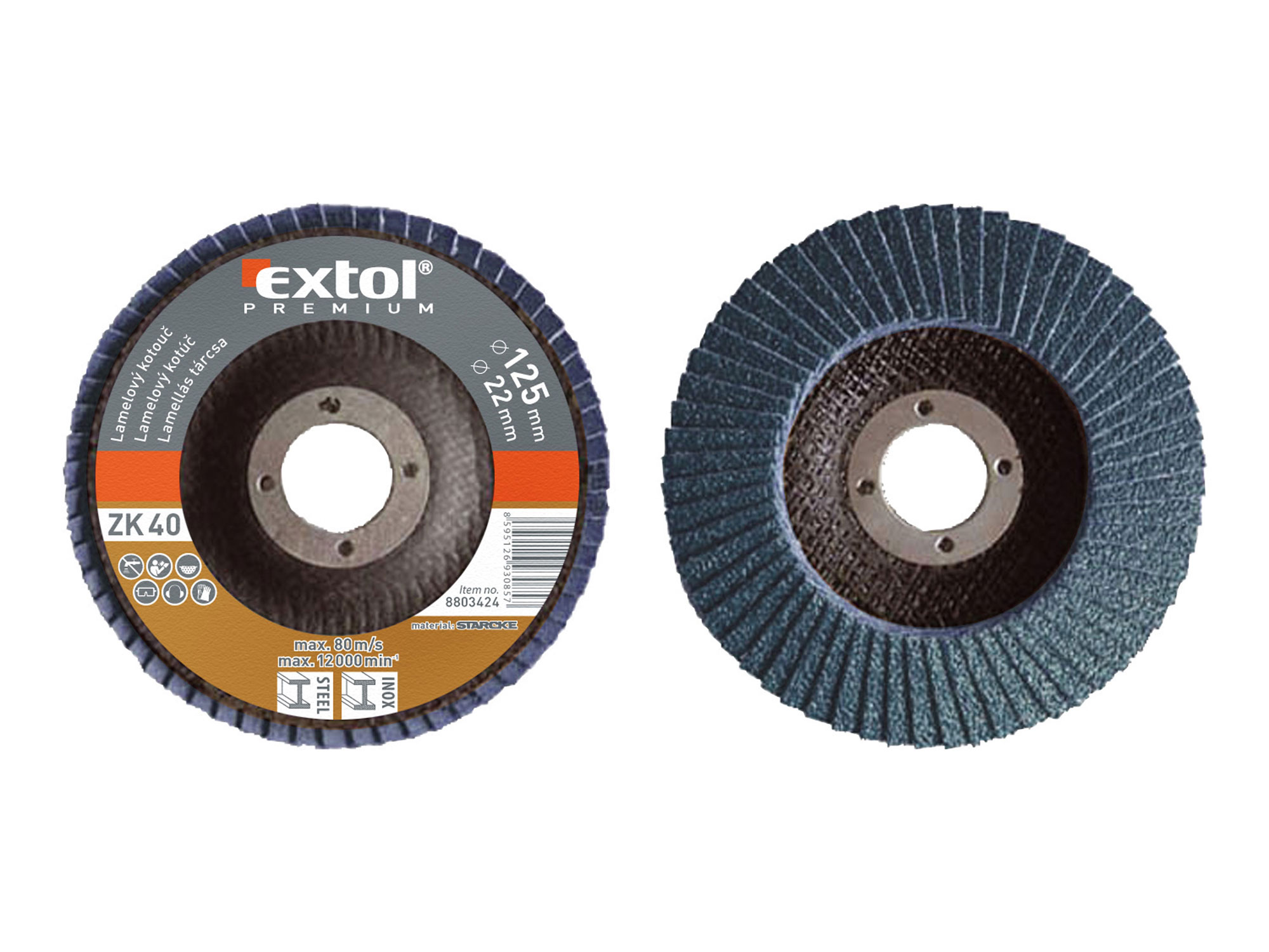 abrasive Flap disc, inclined, 125mm P80, zirconium