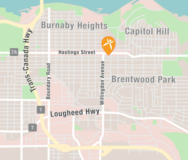 Map of Symmetrix Burnaby Location on Hastings street