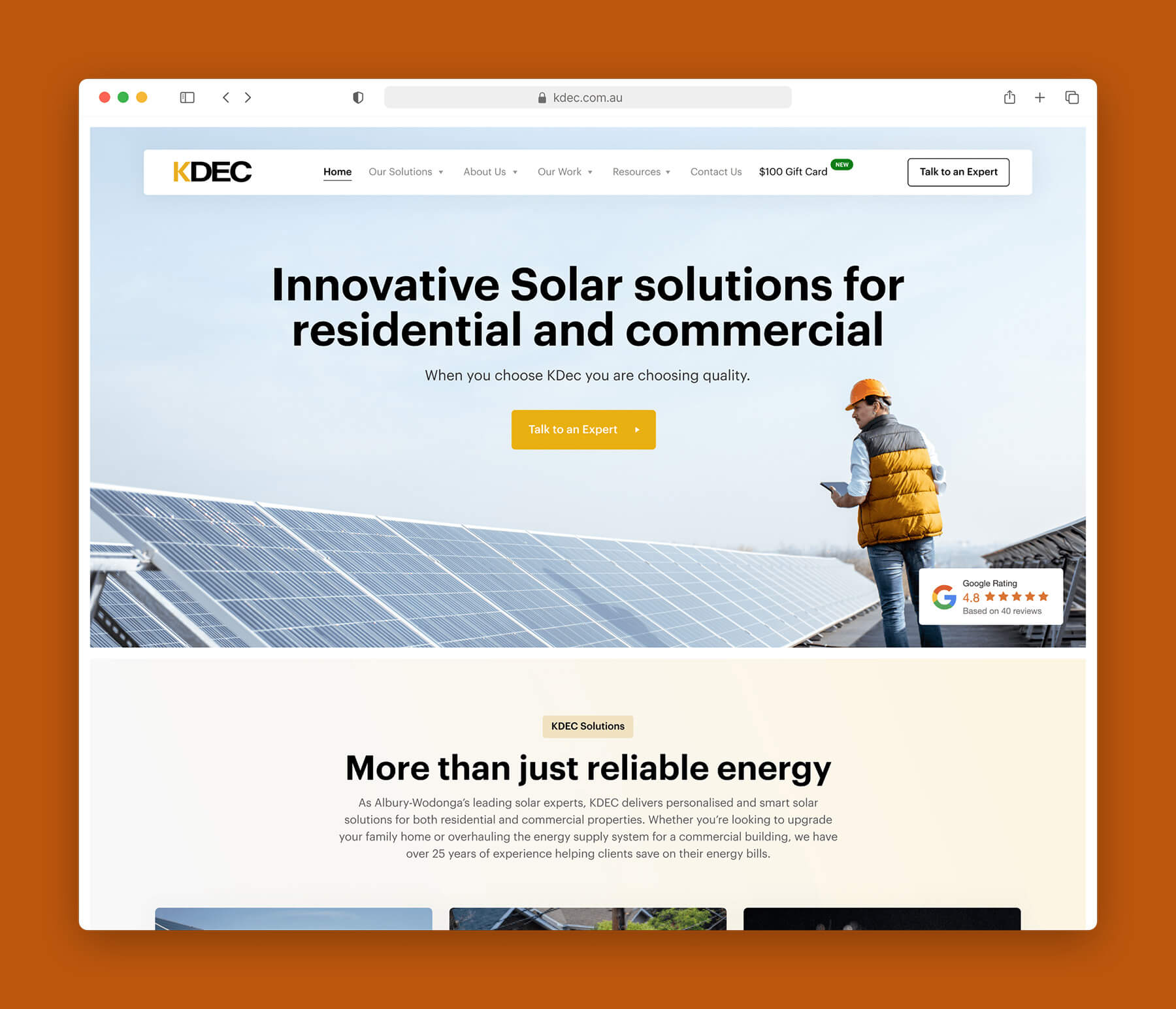 a screenshot of kdec homepage on a browser