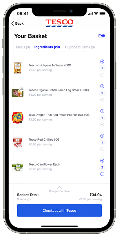 Order Online Tesco Order Online Waitrose Order Online Ocado Checkout Order Ingredients Online Order Groceries Online Checkout Screen App IPhone IPhone Screen Supermarket Checkout Plate Up App
