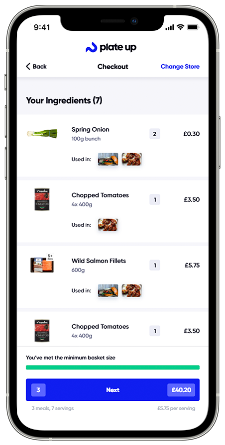 Order Online Tesco Order Online Waitrose Order Online Ocado Checkout Order Ingredients Online Order Groceries Online Checkout Screen App IPhone IPhone Screen Supermarket Checkout Plate Up App