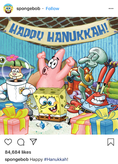 Sponge bob Hanukkah instagram post