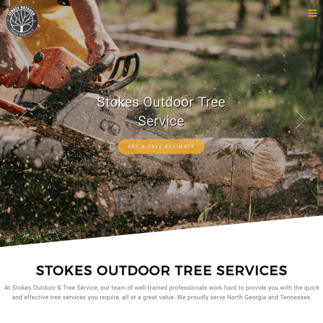 Stokes Outdoor Tree Service home page screen shot