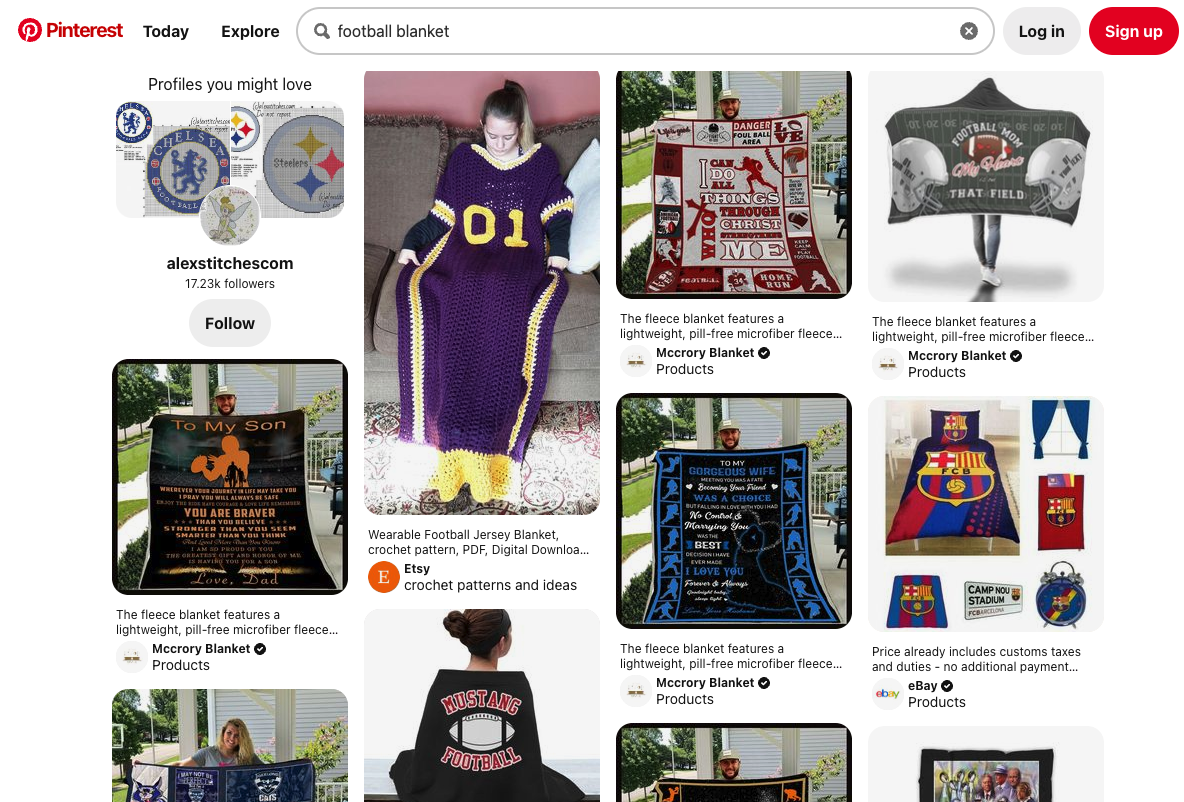 Pinterest Football Blanket Search