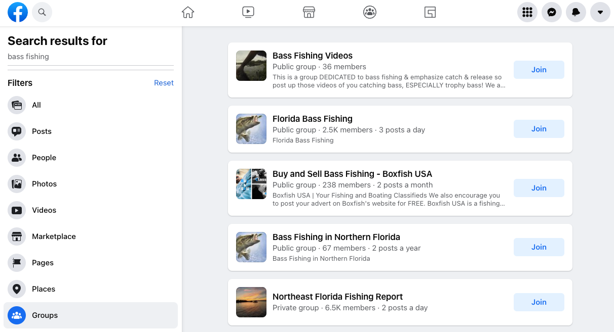 Fishing Groups on Facebook