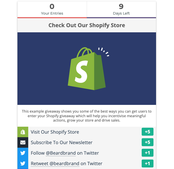 Gleam.io Landing Page