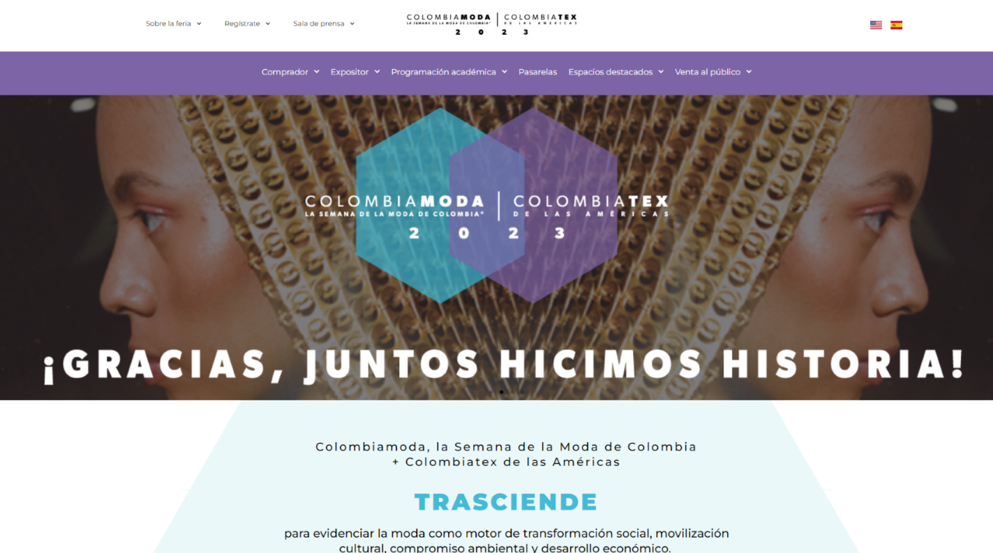 Sitio web de Colombiamoda y Colombiatex