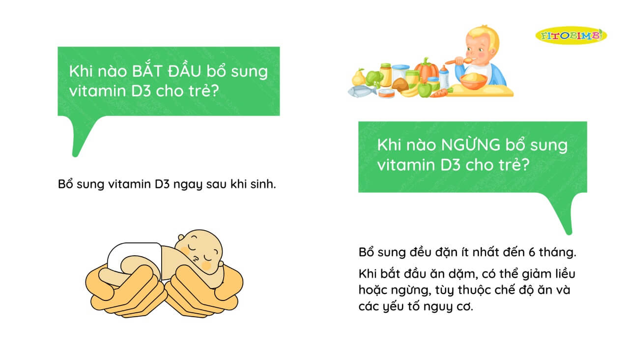 Khi nào bắt đầu và kết thúc bổ sung vitamin D3 cho trẻ?