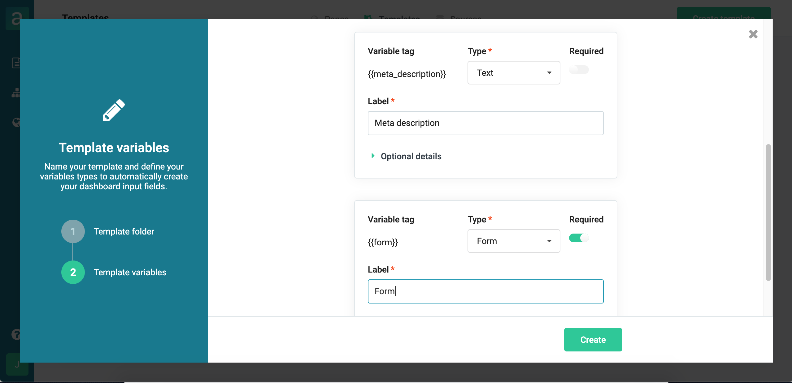 Map template variables