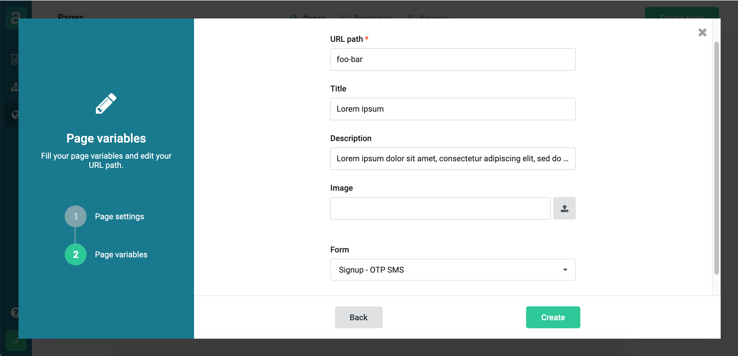 Fill page variables