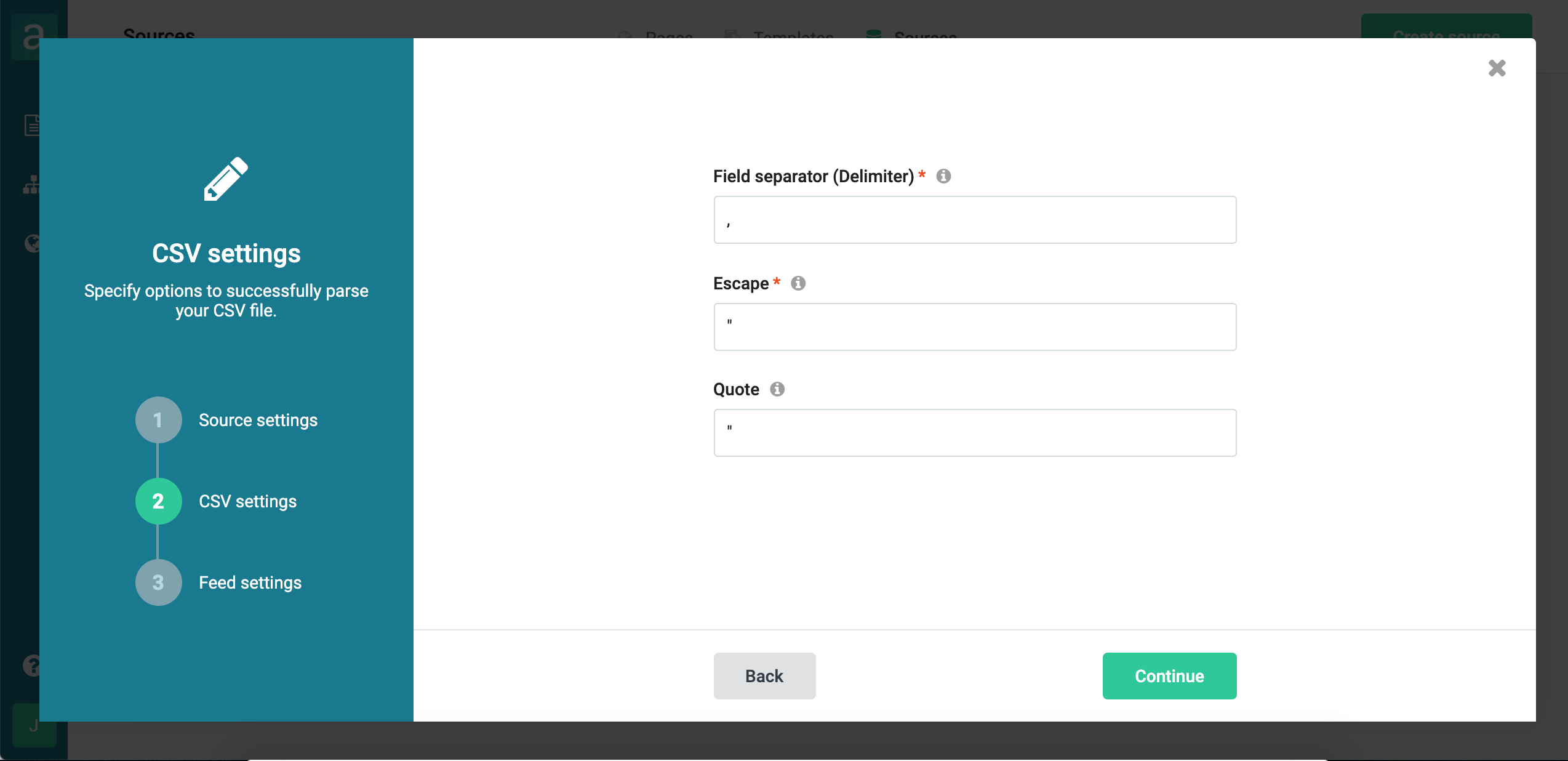 CSV settings