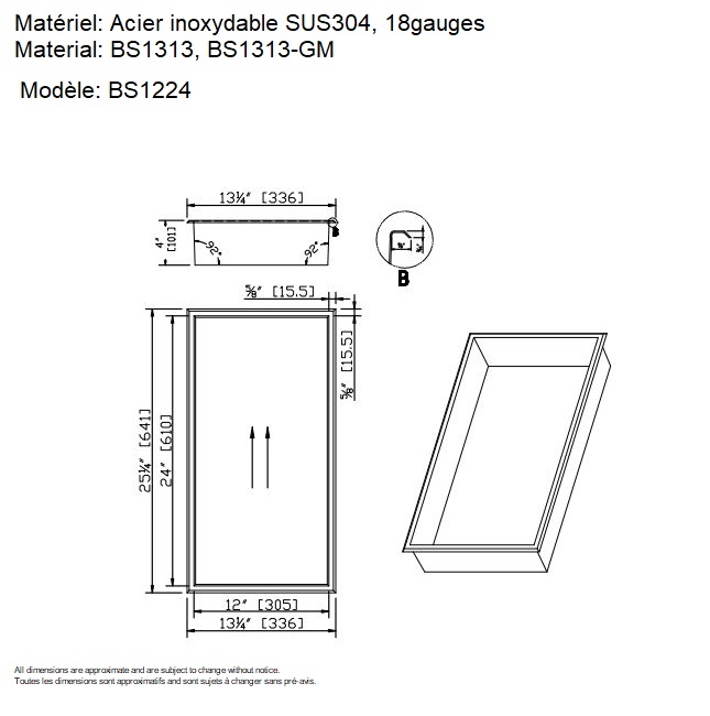 BS1224NK BS1224GM Shower Niche SNB SNStainless Niche de douche