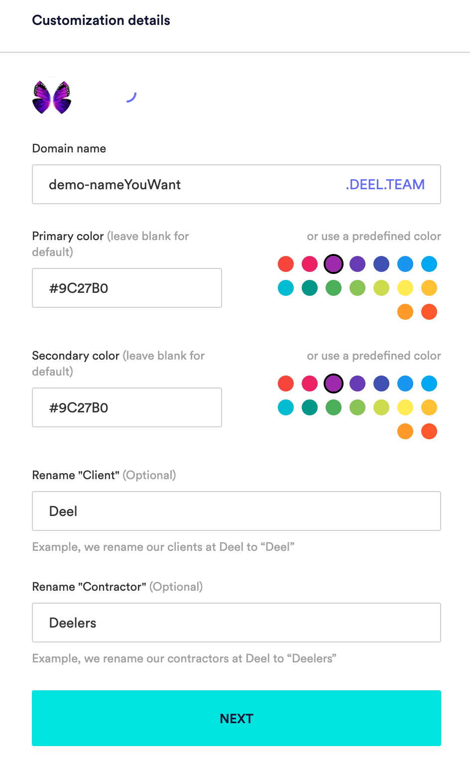 Deel customized domain preview