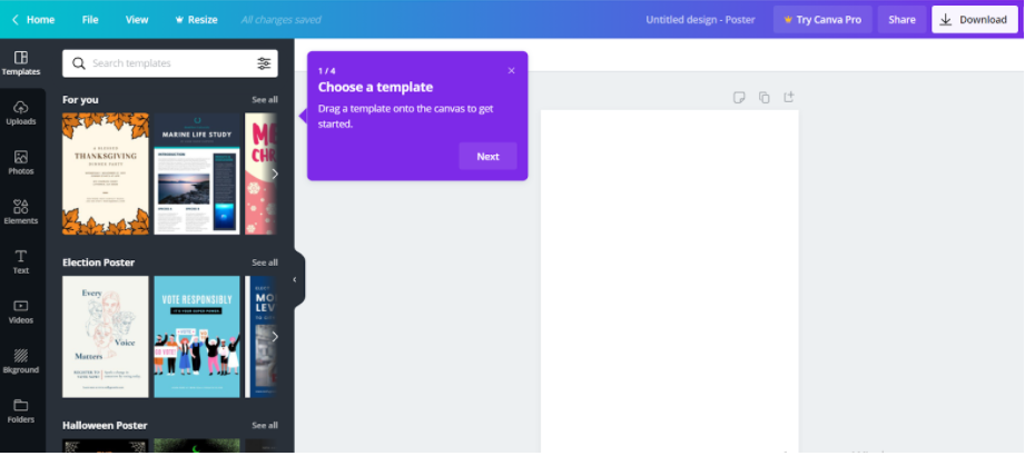 Canva workflow explain UX design example
