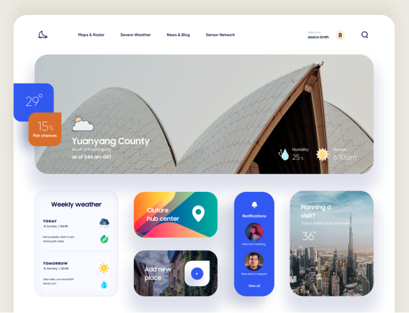 visually stunning dashboard design for a weather app