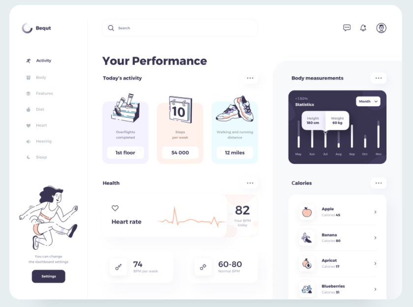 easy to use dashboard design with illustrations and clear UI
