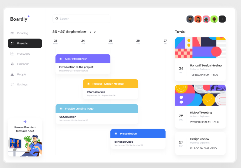 contrast task manager dashboard design with the Gantt Chart