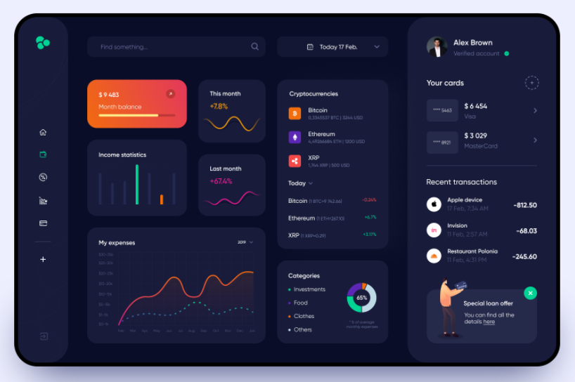 black dashboard design example