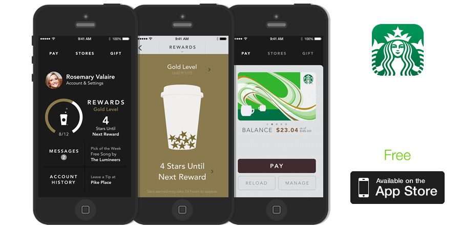 Application interface design examples: Starbucks