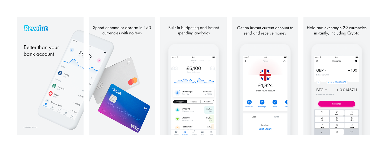 Application interface design examples: Revolut