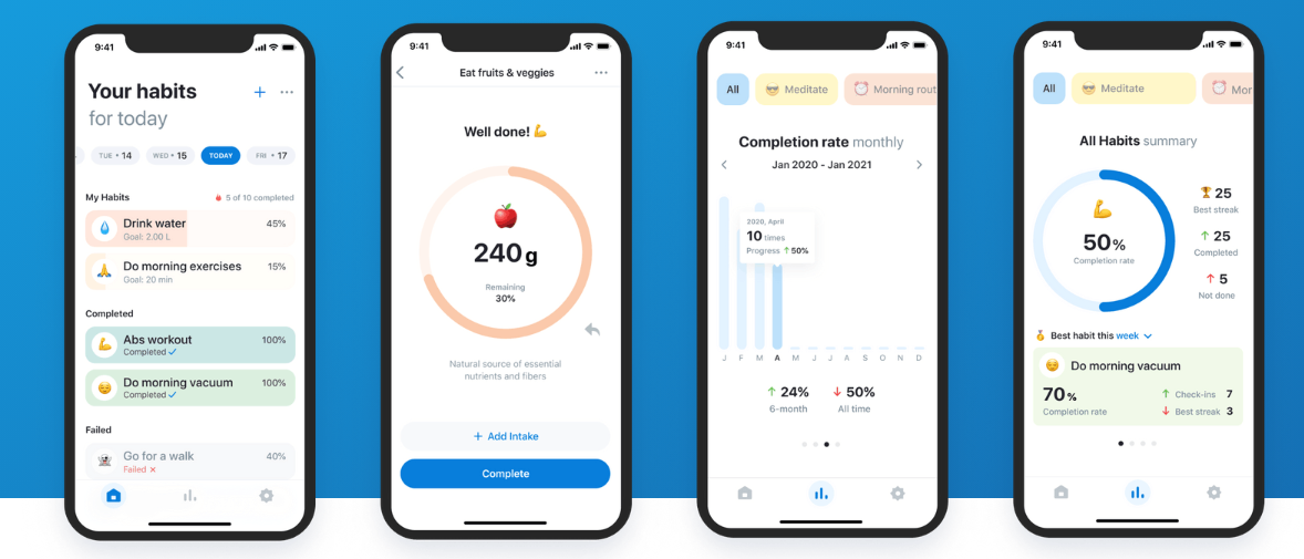Application interface design examples: HabitSpace