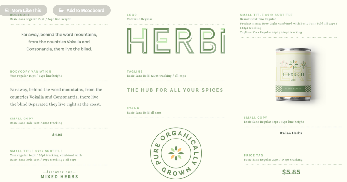 Adobe XD Design Examples, fonts