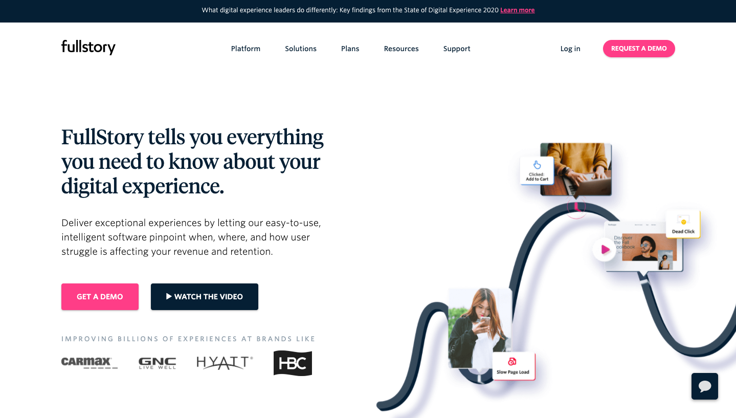 Fullstory is a SaaS website with great user experience
