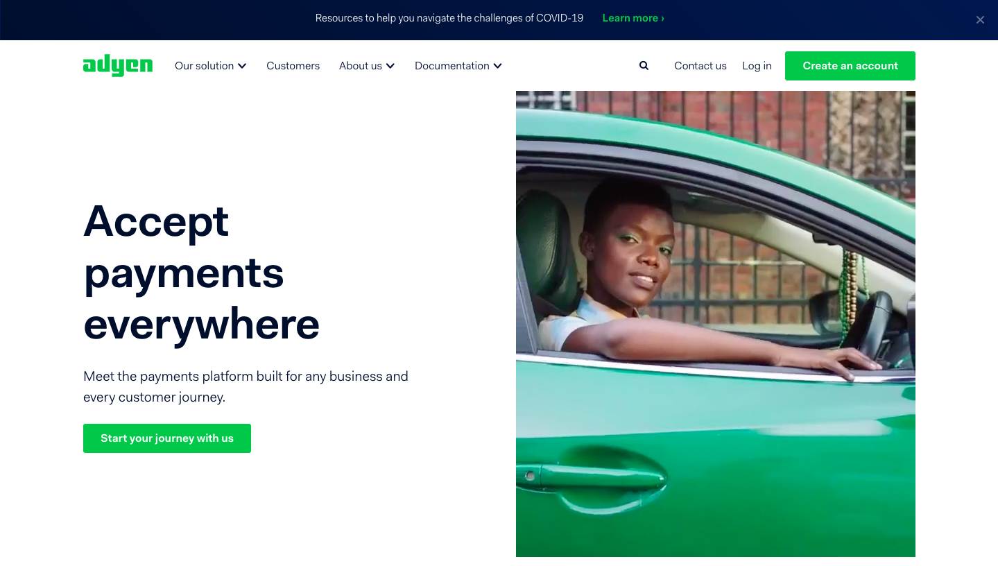 homepage of SaaS website
