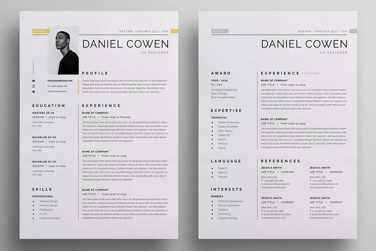 good-looking UX designer resume example