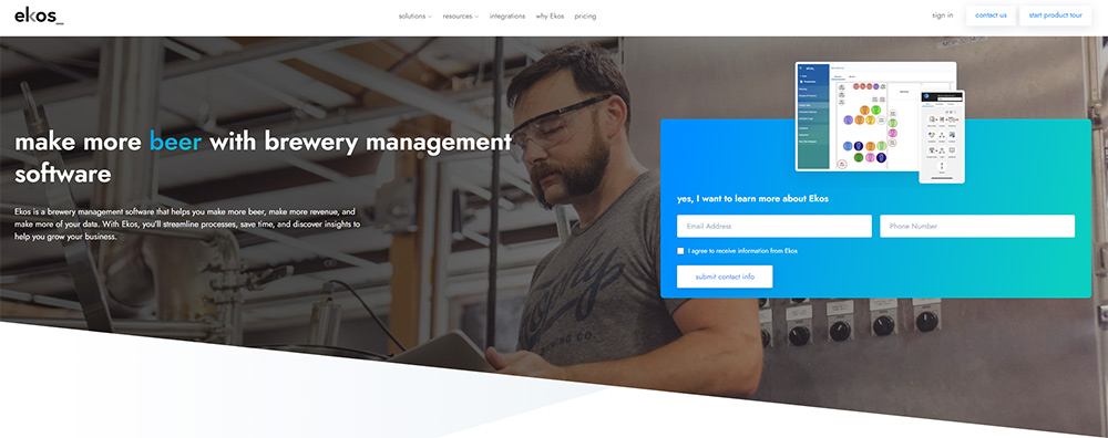 Ekos brewery management software