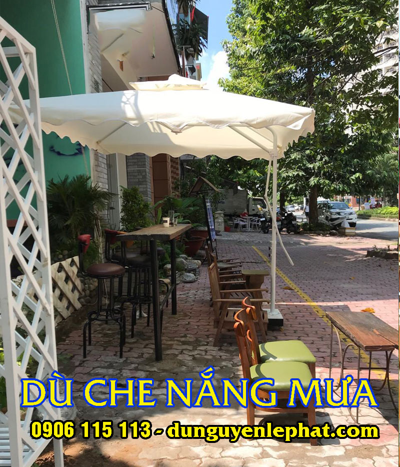 Bảng giá dù che nắng quán cafe, dù lệch tâm vuông, dù tròn, dù đứng tâm che nắng quán cafe giá rẻ