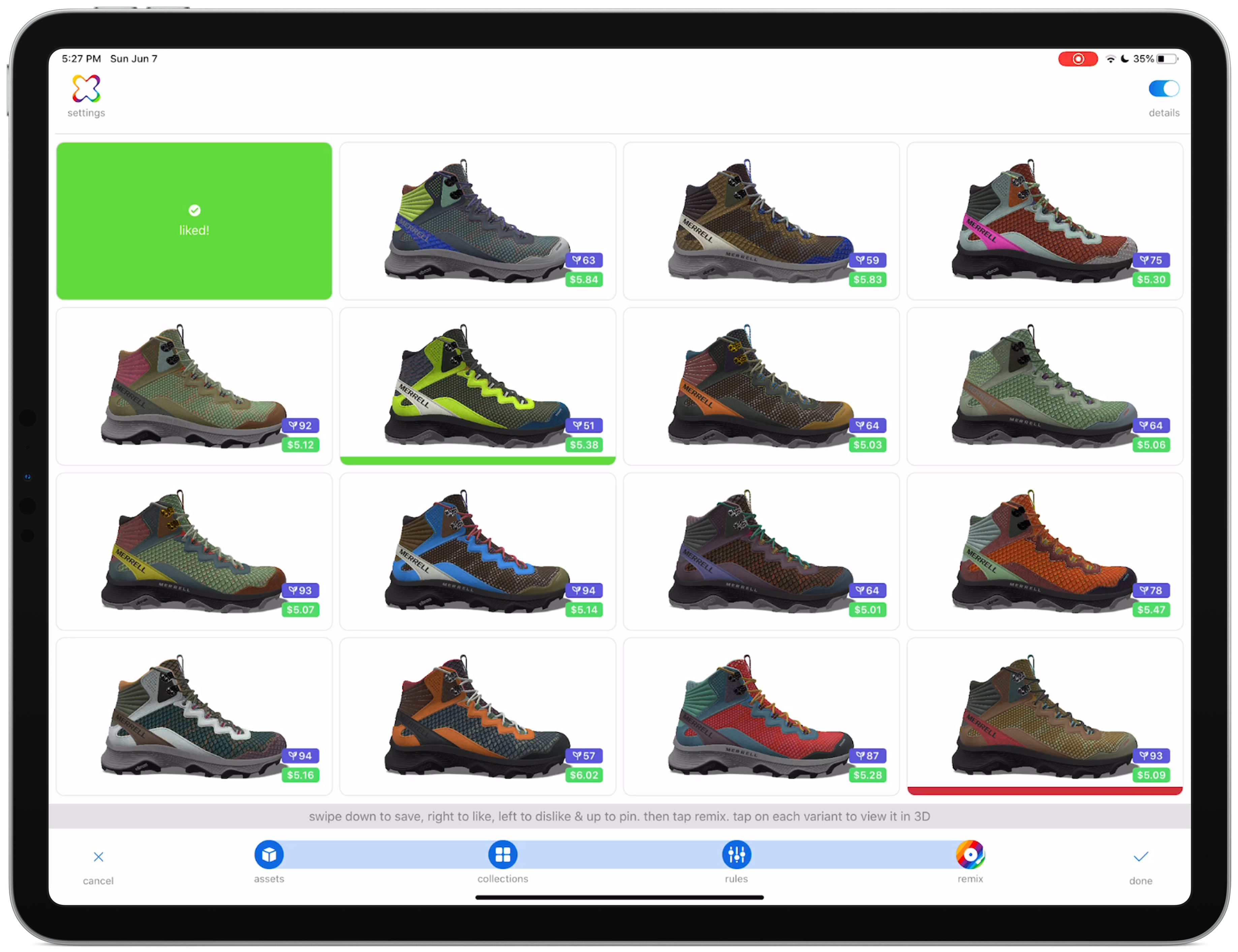 swatchbook mix swipe tinder design
