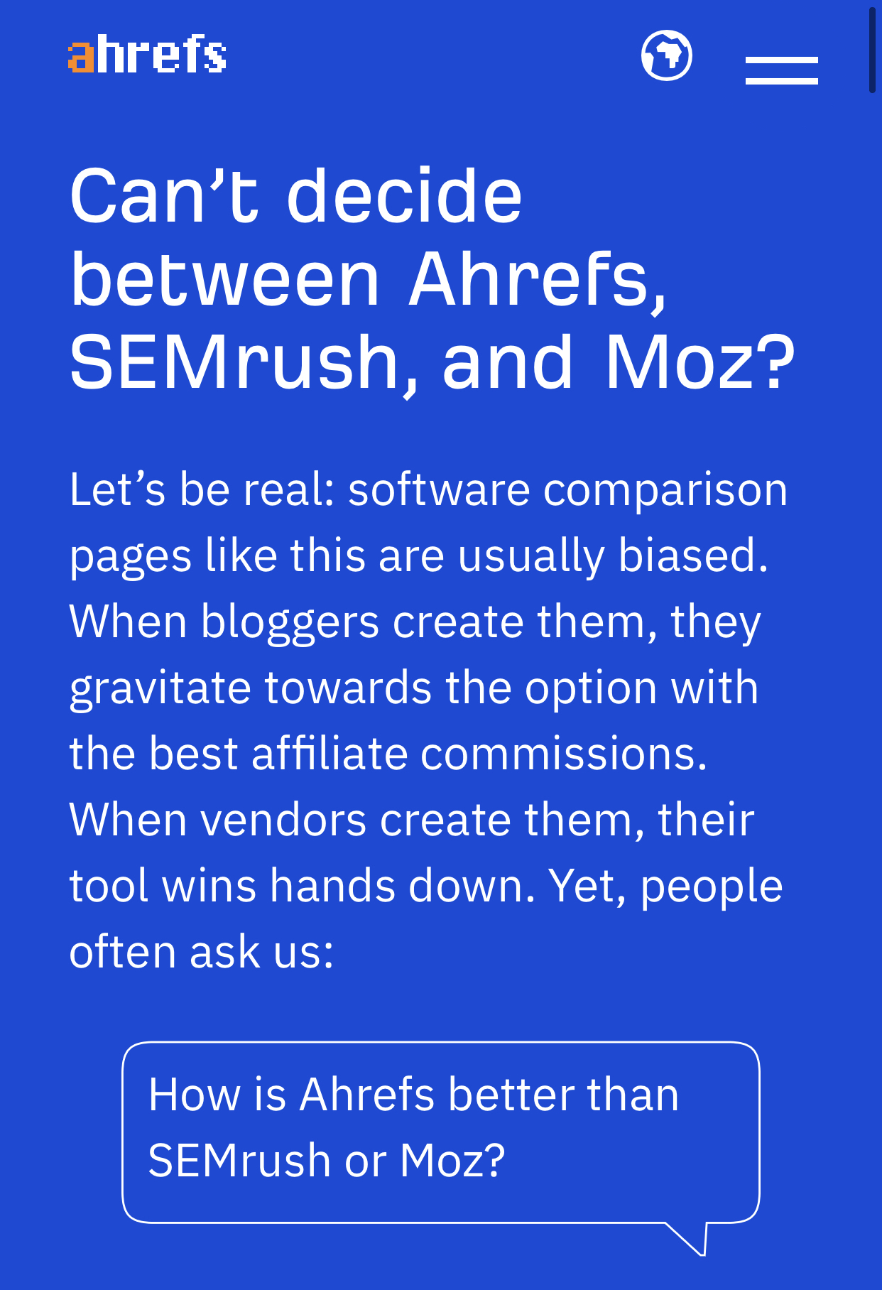 Ahrefs genius competitor page