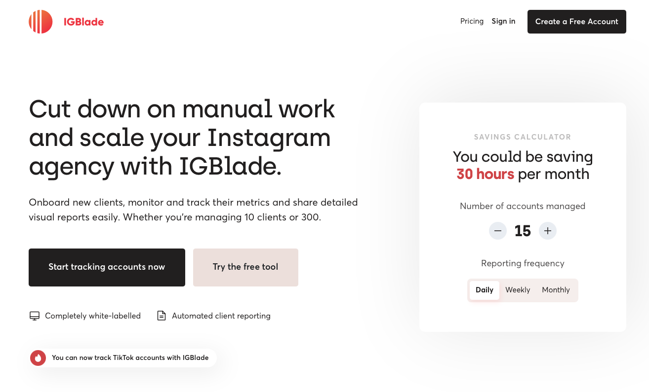 IG Blade's perfect agency page
