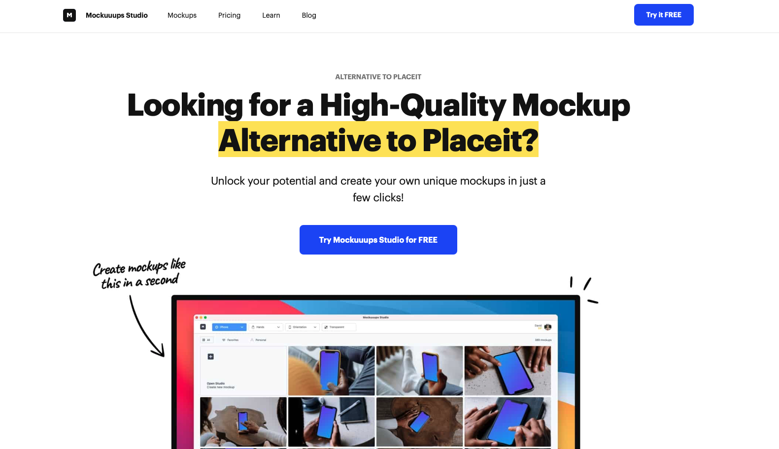 Mockuuups studio's perfect alternative page