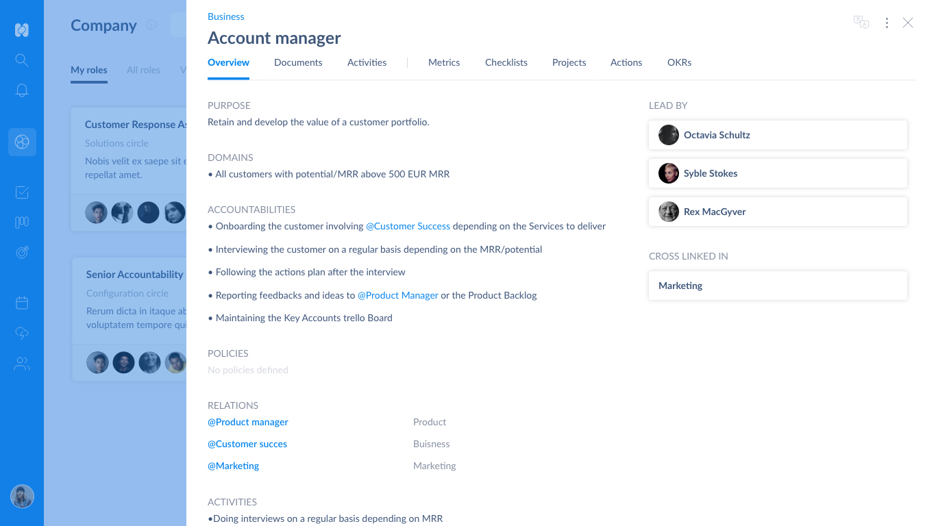 Role accountabilities in Holaspirit