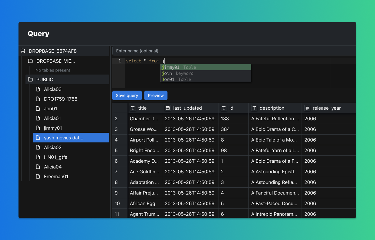 Query data using SQL blocks