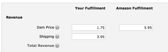 Pricing in FBA calculator