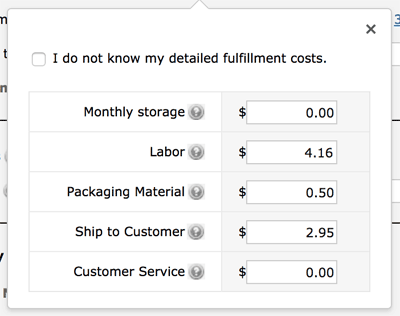 FBA fulfillment costs