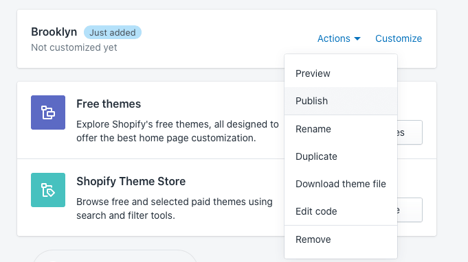 Publish your theme.