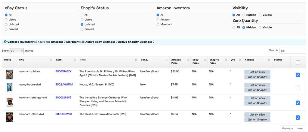 JoeLister Amazon Inventory