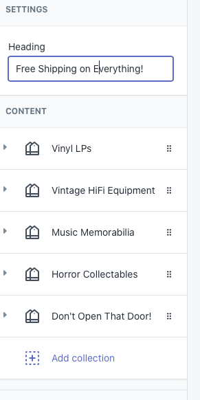 Set Featured Collections