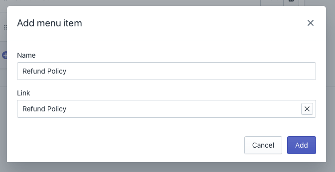 Add refund policy to menu