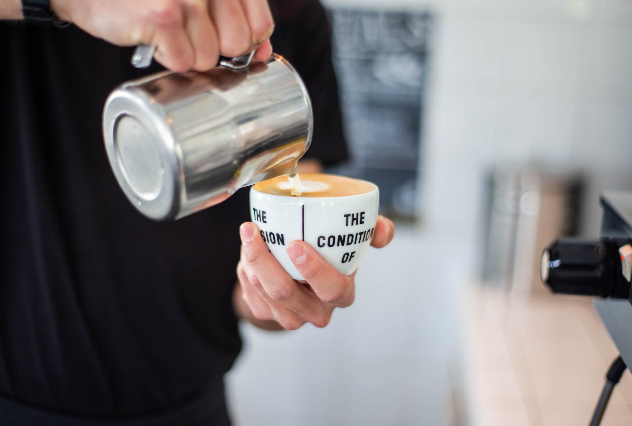Bartender making a latte art